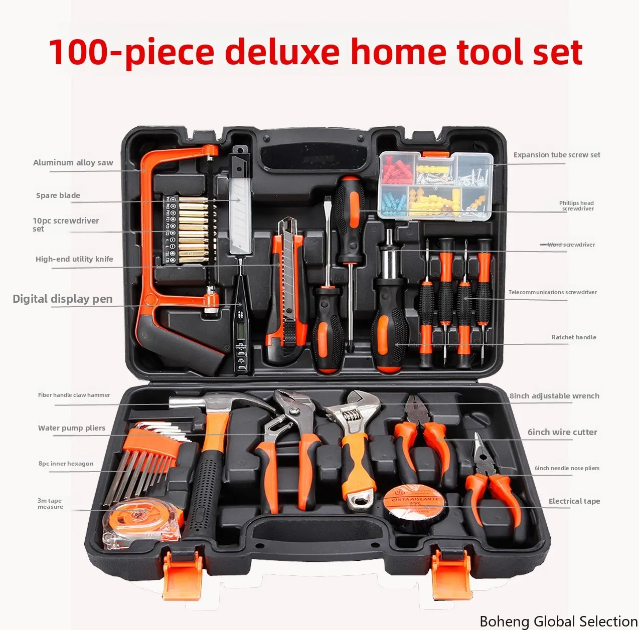 Household tool set, Comes hardware toolbox, electrician woodworking maintenance hand tool set