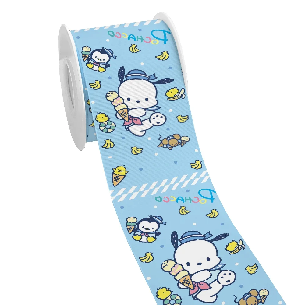 50 Yards Japanese Sanrio Psyduck Cartoon Pochacco Design Printed Grosgrain Satin Ribbon for Gift Wrapping Hair Bow