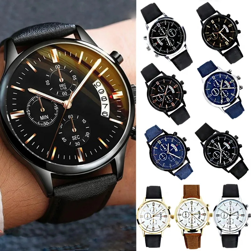 

Upscale Business Sports Quartz Wrist Watch Leather Strap Casual Chronograph Luxury Hand Decorative Accessories Used Giving Gift