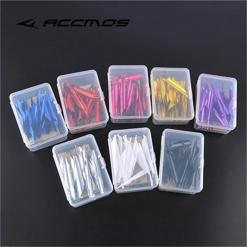 

50pcs 1.8inch Archery Spin Vanes Left Wing Spiral Feather DIY Arrow Archery With Sticker Tape Arrow Accessories