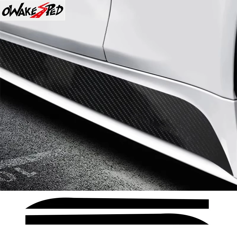 2Pcs Side Skirt Sill Stripe Body Decals Sticker Car Carbon Fiber Door Auto Decor For F20 F21 M Packet F30 F31 E90 E92 E93