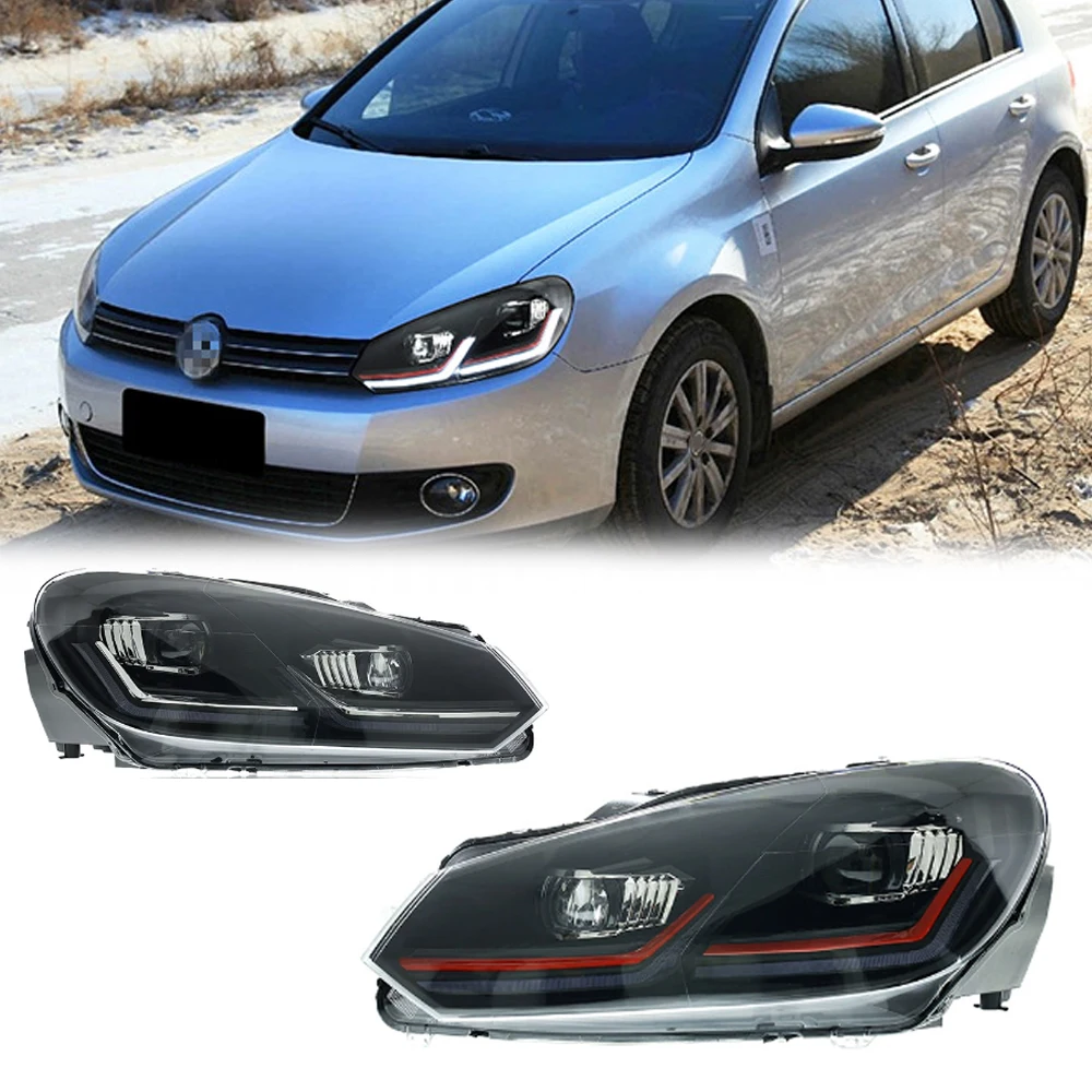 

Светодиодные фары для VW GOLF 6 MK6 10-12, новый стиль, полностью светодиодные DRL, автомобильные фары в сборе, сигнал, автоаксессуары, модифицированная лампа