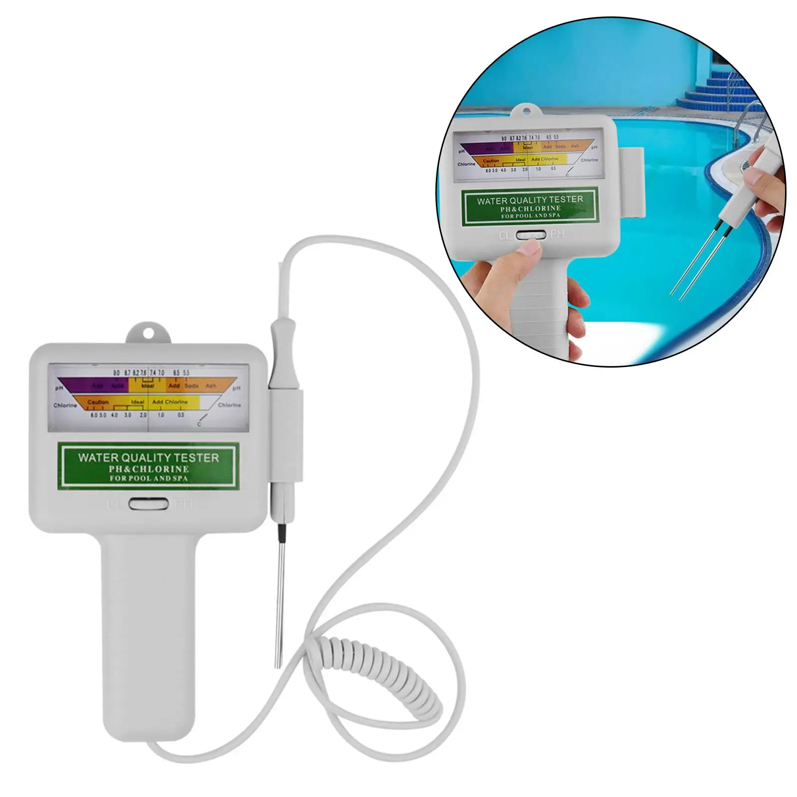 Swimming Pool Water Quality Tester Portable Lightweight Digital Display PH CL2 Tester for Aquarium SPA Aquaculture Swimming Pool