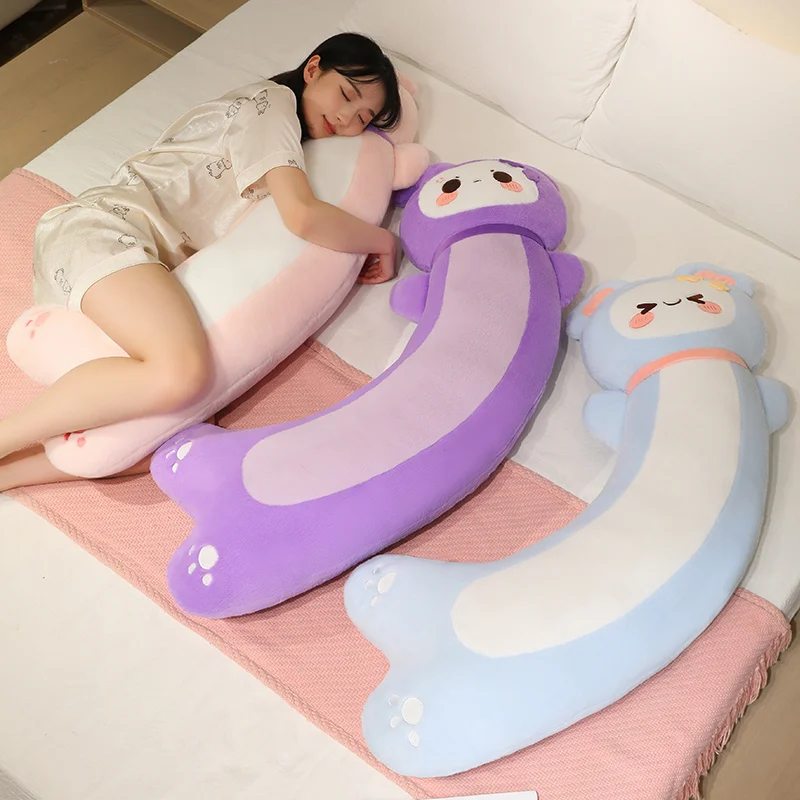 Animal Hug Pillow Pink Purple Designs 90/120cm Elongated Curved Plush Cushion Soft Body Large Bed Rest Sleep Companion
