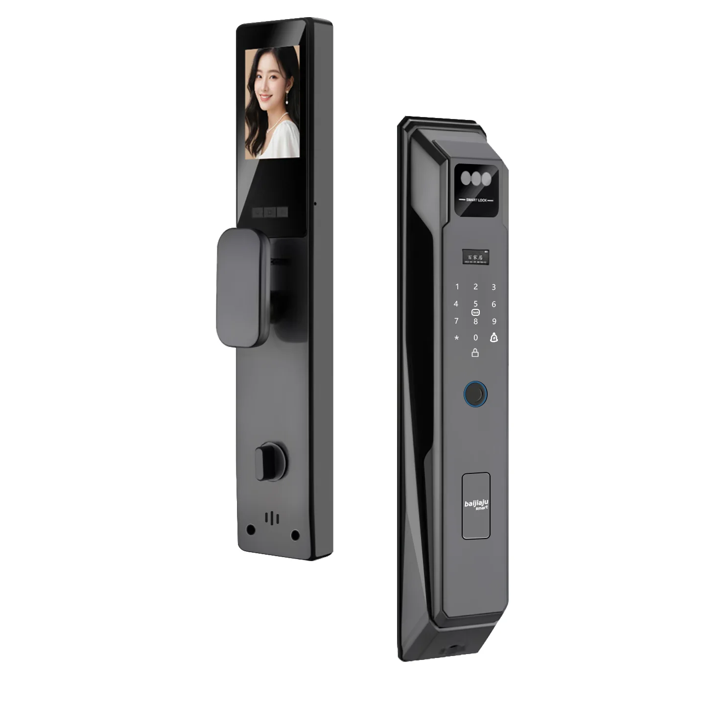 Tuya TTlock App Face Recognition Smart Fingerprint Password Key Card Smart Door Handle Lock for Wood Steel Gate Entrance Door