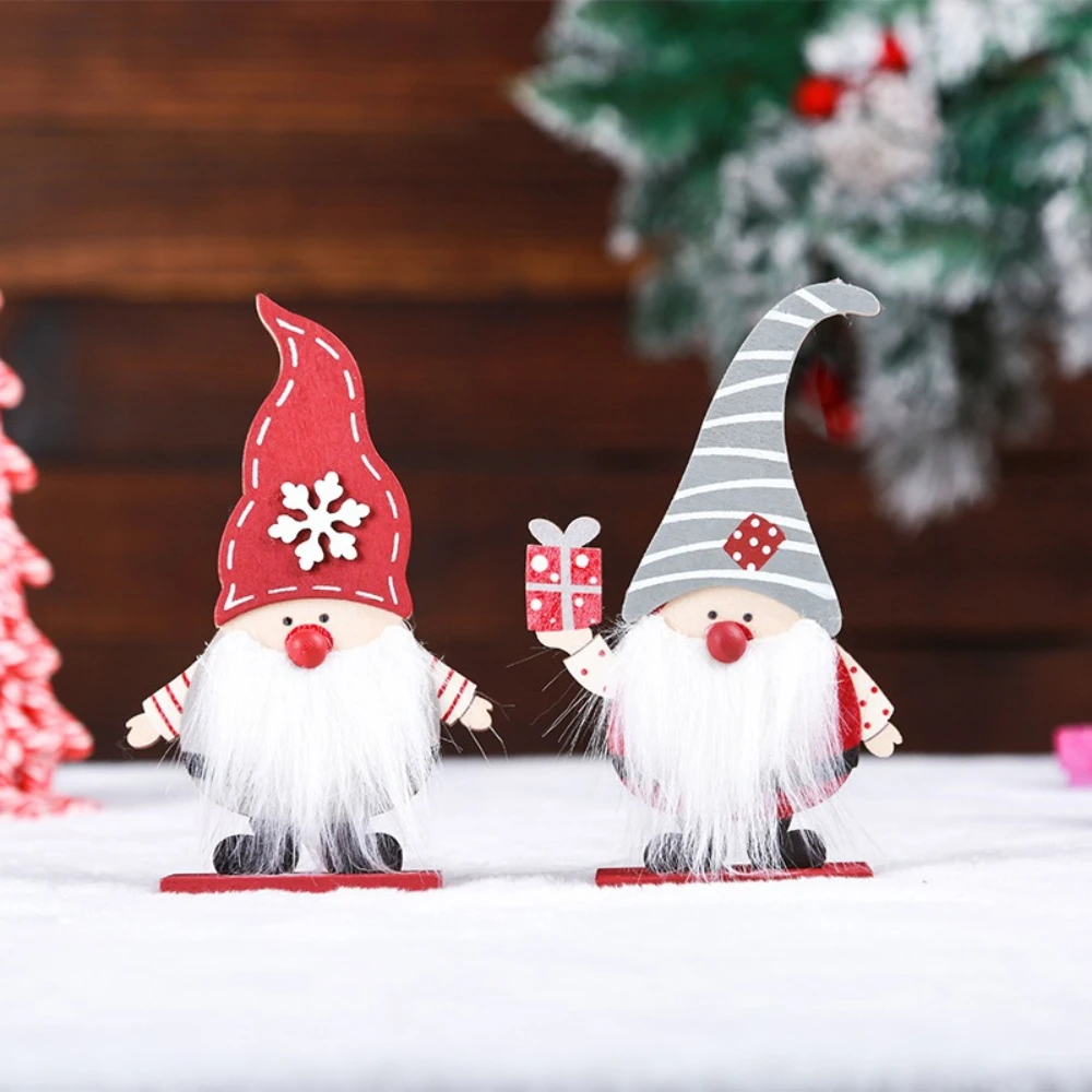 

2pcs Christmas Faceless Doll Wooden Hat Gnomes Elf Ornaments Merry Xmas Home Festive Decoration 2026 Happy New Year Gift