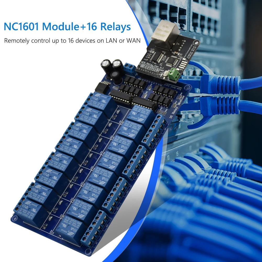 

NC1601 Ethernet Controller Module Board Lan Wan Network RJ45 w/ 16 Channel Relay Control Up to 16 Devices on The LAN or WAN