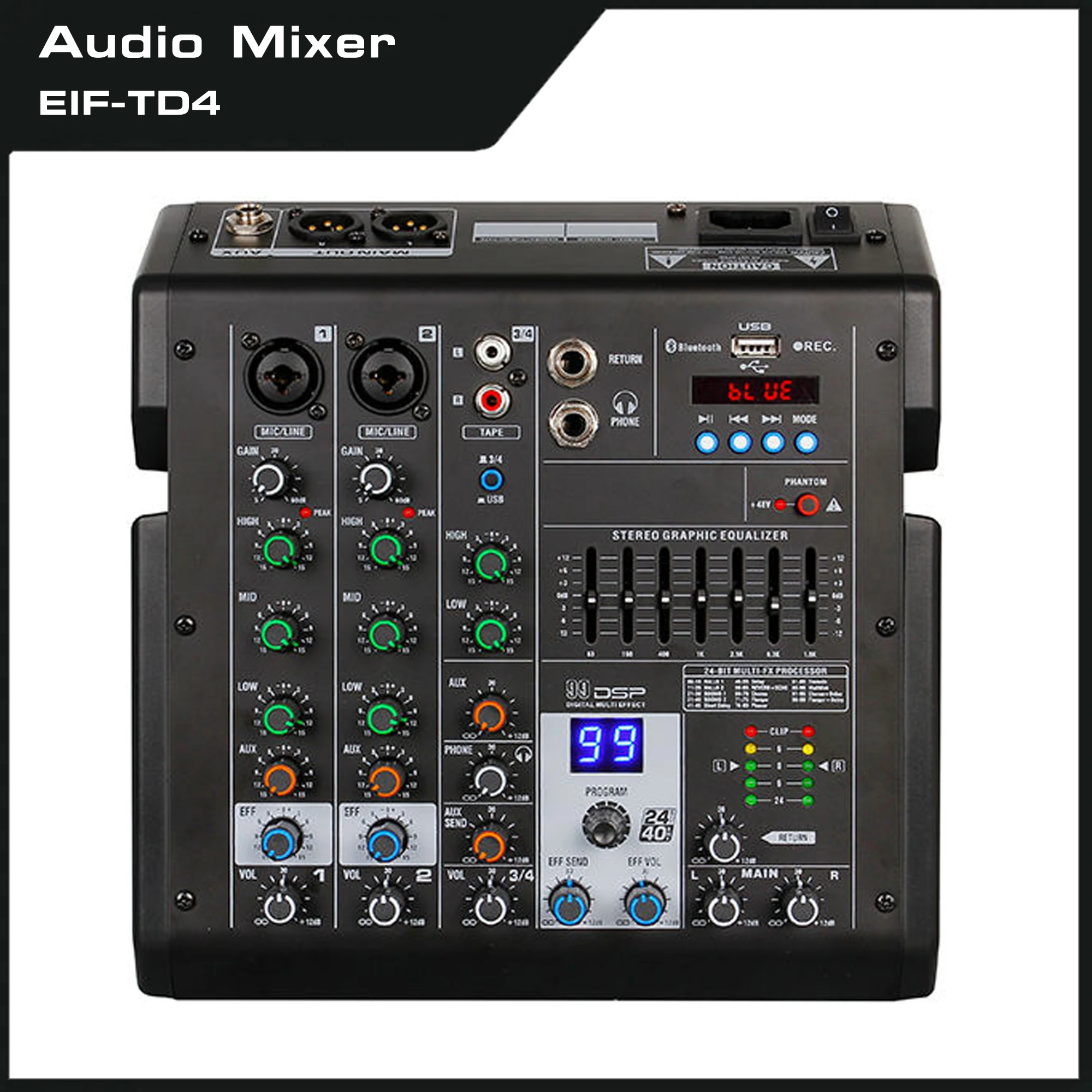 

EIF-TD4 4 channel Dj Sound interface Audio mixer Power Mixing Console With Sound Card 4 Channels Portable audio mixers