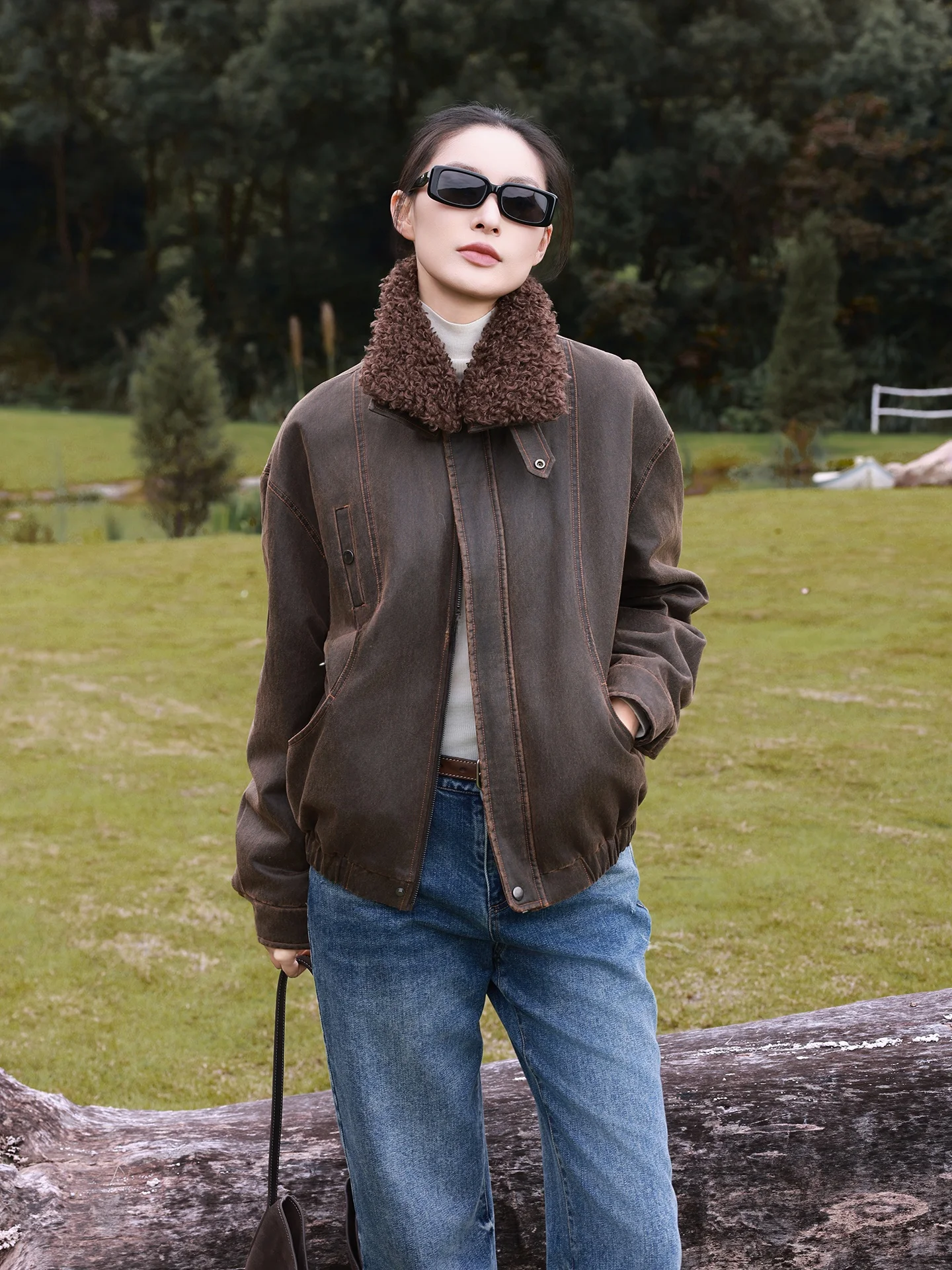 

Retro Waed Cotton down Jaet ort Collar Quilted Warm Coat for Women Jieji Zhang Brand Autumn Winter Thiened Zipper Clo...