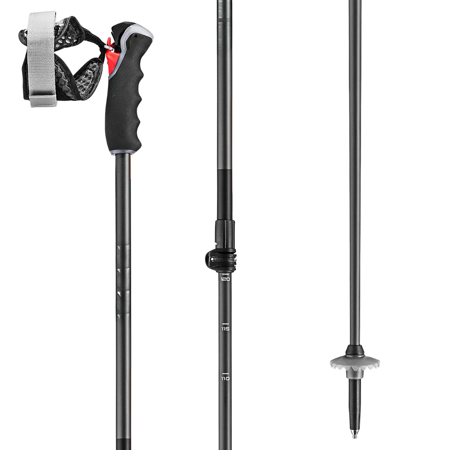 Adjustable Aluminum/Carbon Composite Ski Poles 110-140 cm with Trigger 3D Grip & Speed Lock+ for Alpine & Backcountry