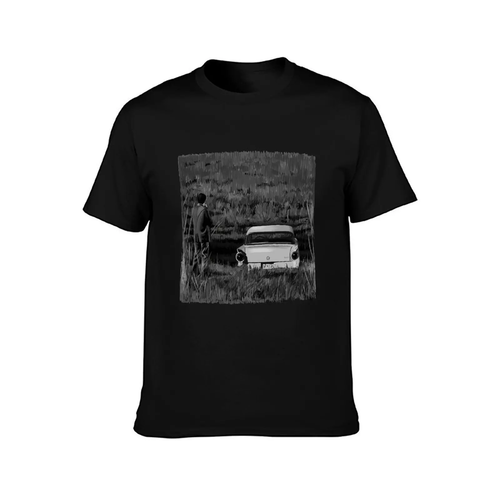 Alfred Hitchcock's Psycho - Swamp Scene Illustration T-Shirt Fashion Simple Casual Tee Shirt