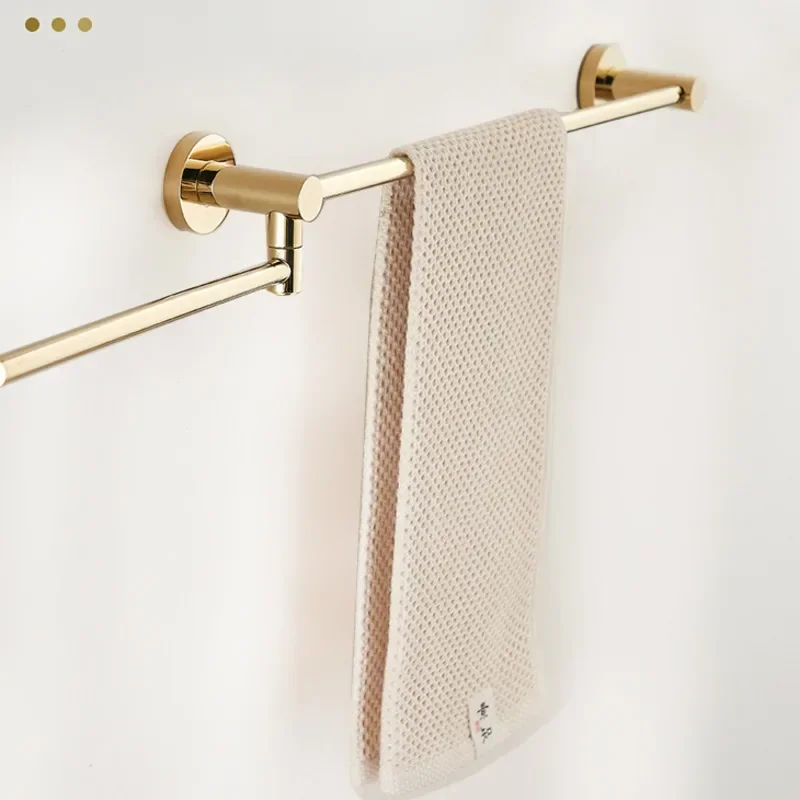 Rotating Brass Towel Rack Rust-Resistant Design Fade-Resistant Finish Strong Weight-Bearing Storage Space-Saving Bath Shelf