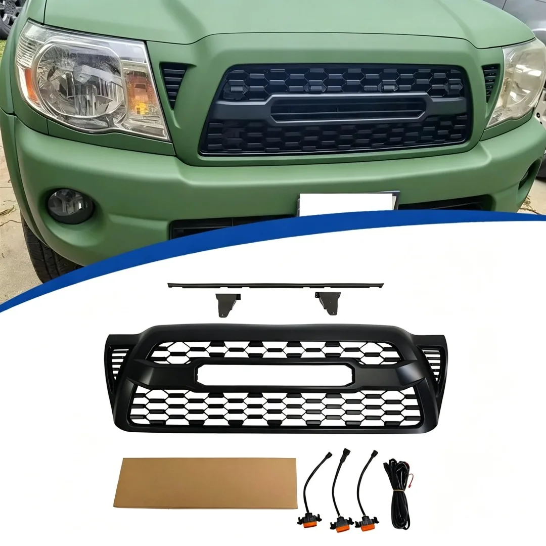 For Toyota Tacoma 2005-2011 Front Mask Grille Bumper Grill Inlet Mesh Exterior Parts Matte Black Tuning Car Styling Accessories