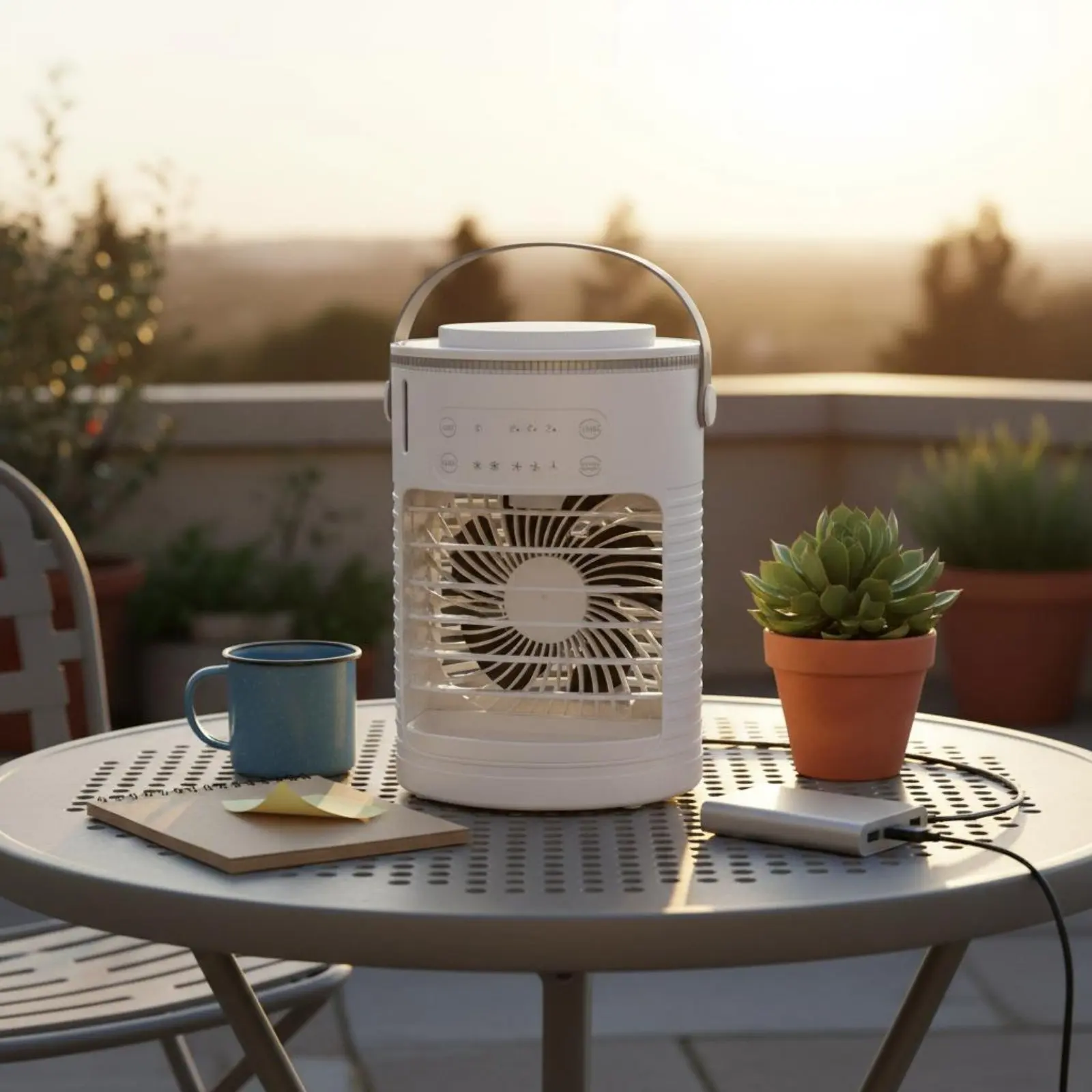 

Portable Spray Fan 3 Speed Settings USB Desk Fan Mini Evaporative Cooler Built-in Mist Function Portable Air Cooler Water