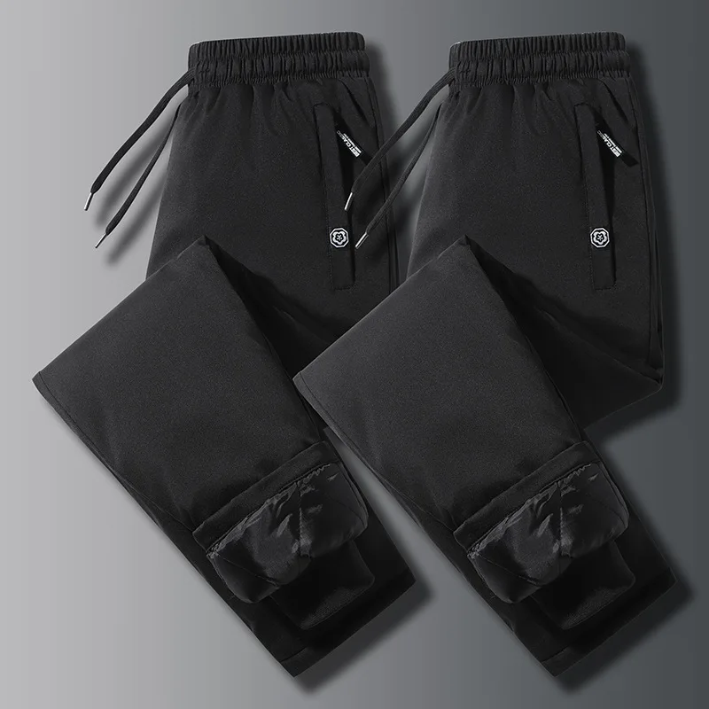Fleece-lined Pants for Men Windproof Men's Winter Pants with Reinforced Zipper Pockets Versatile Flattering Trousers for Outdoor