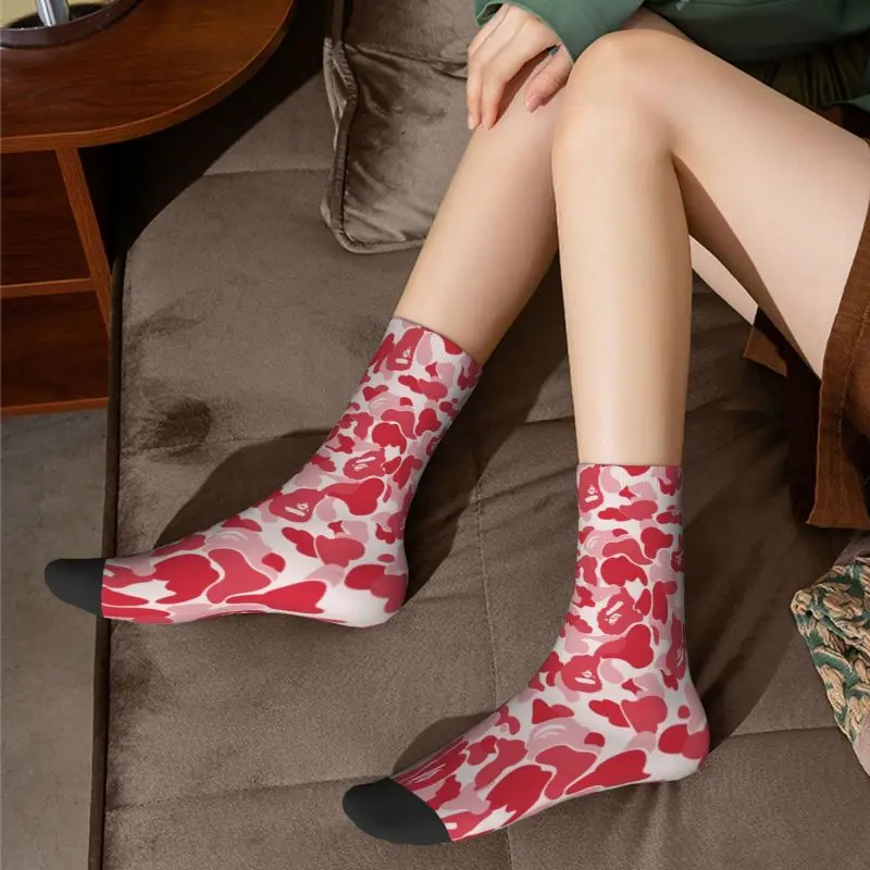 Calcetines de vestir unisex con estampado 3D divertido de camuflaje para hombre de camuflaje femenino rosa personalizado