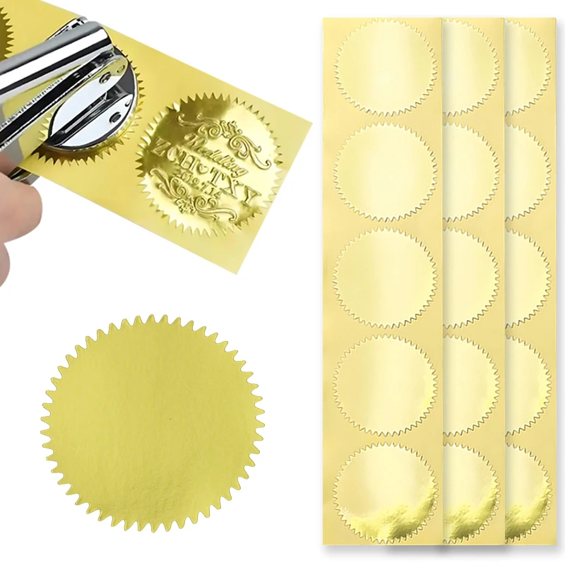 100-400PCS/Pack Golden Round Gear Stickers Shiny DIY Blank Certificate Envelopes Decorative Gifts Packaging Sealing Stickers ZYF