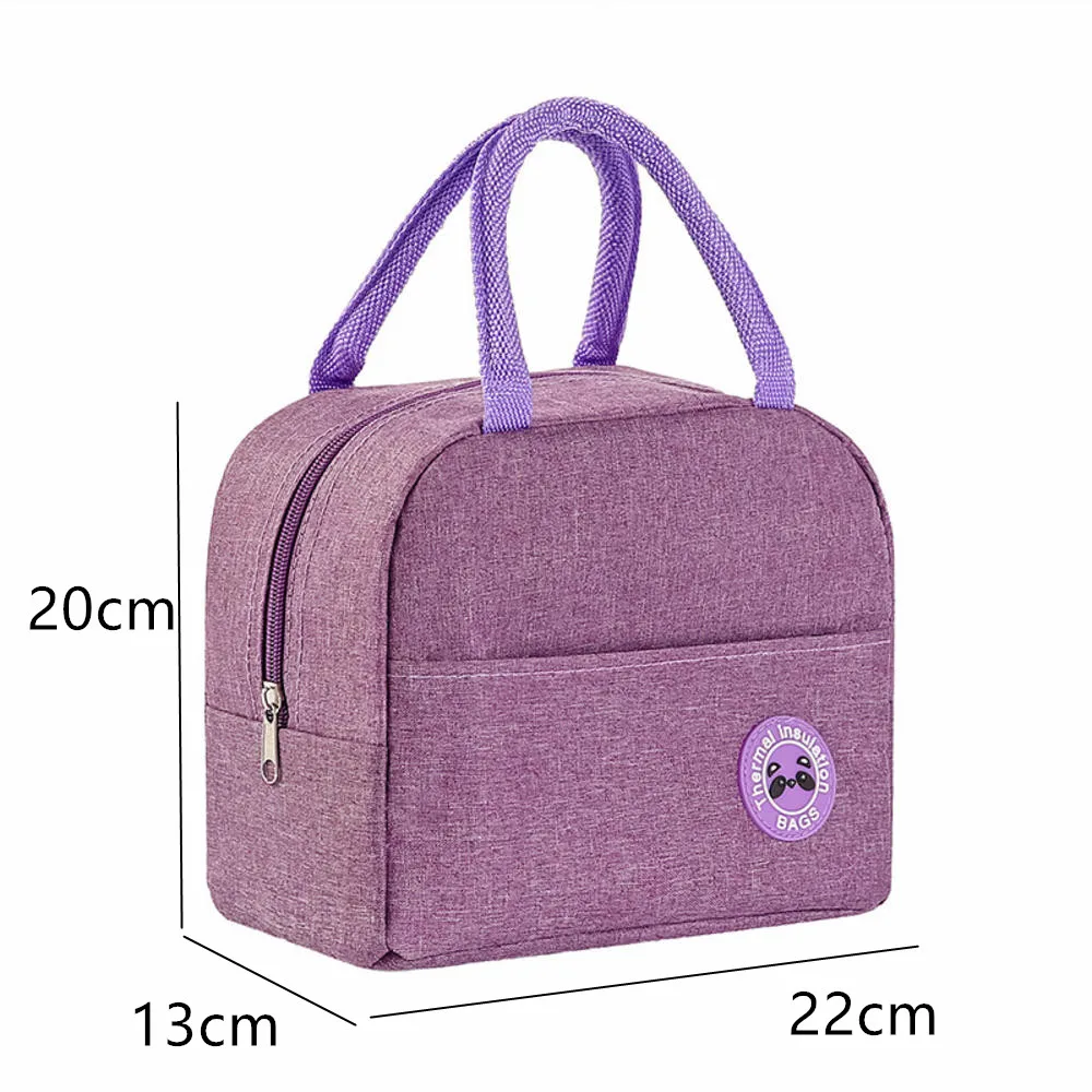 Portable Lunch Bag Waterproof Nylon Zipper Thermal Insulated Lunch Bag Bento Pouch Thickened Dinner Student Insulation Lunch Bag