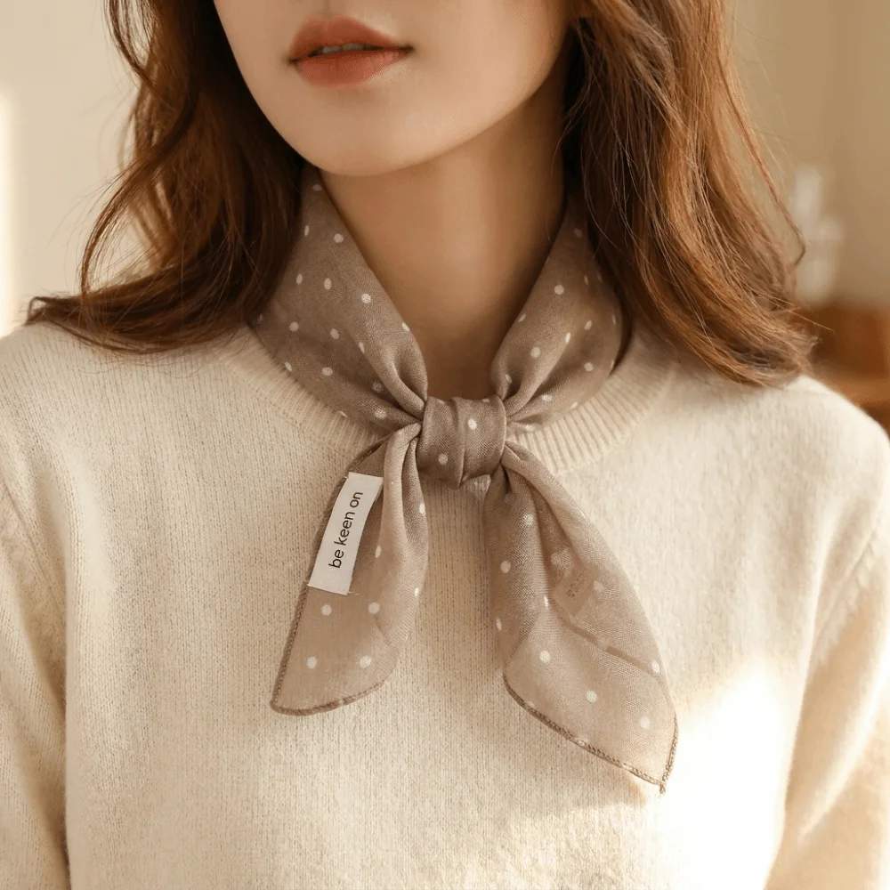 Decorative Lightweight Polka Dot Headscarf Soft Multi Color Neckerchief Headwrap Breathable Bandana Daily Use