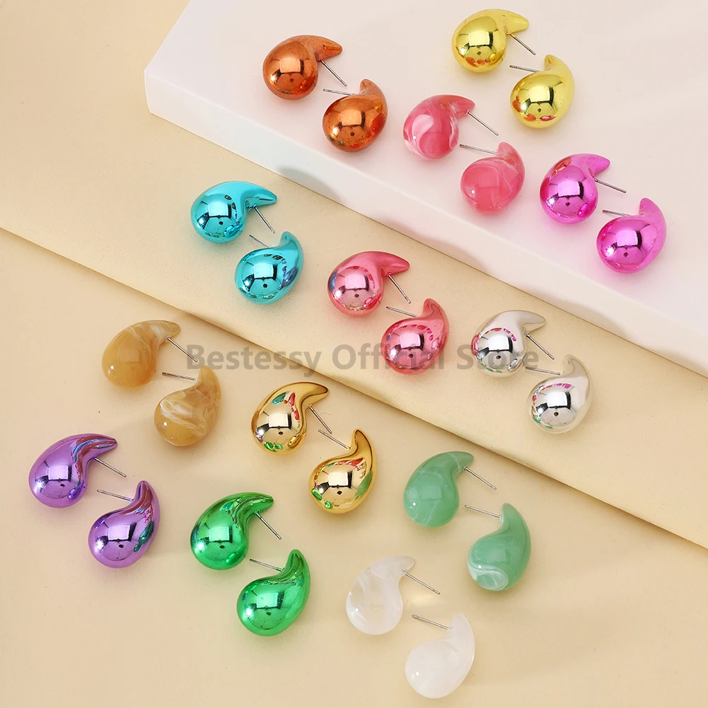 Popular New Trendy Water Drop Resin Earrings For Women Fashion Light Luxury Particular Femme Ear Rings Jewelry Gift  Accessories