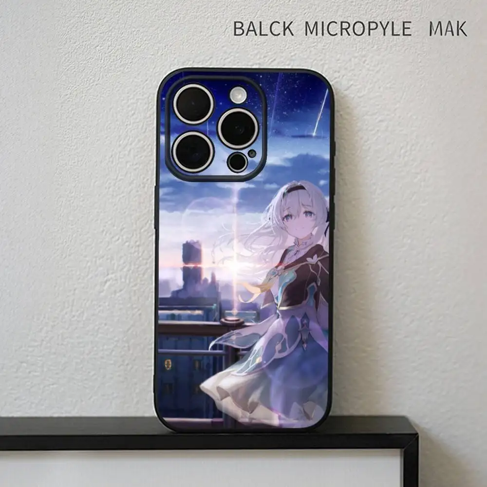 Honkai Star Rail Clara Bailu telefoonhoesje voor iPhone17,16,15,14,13,12,11 Plus, Pro Max, zachte zwarte hoes