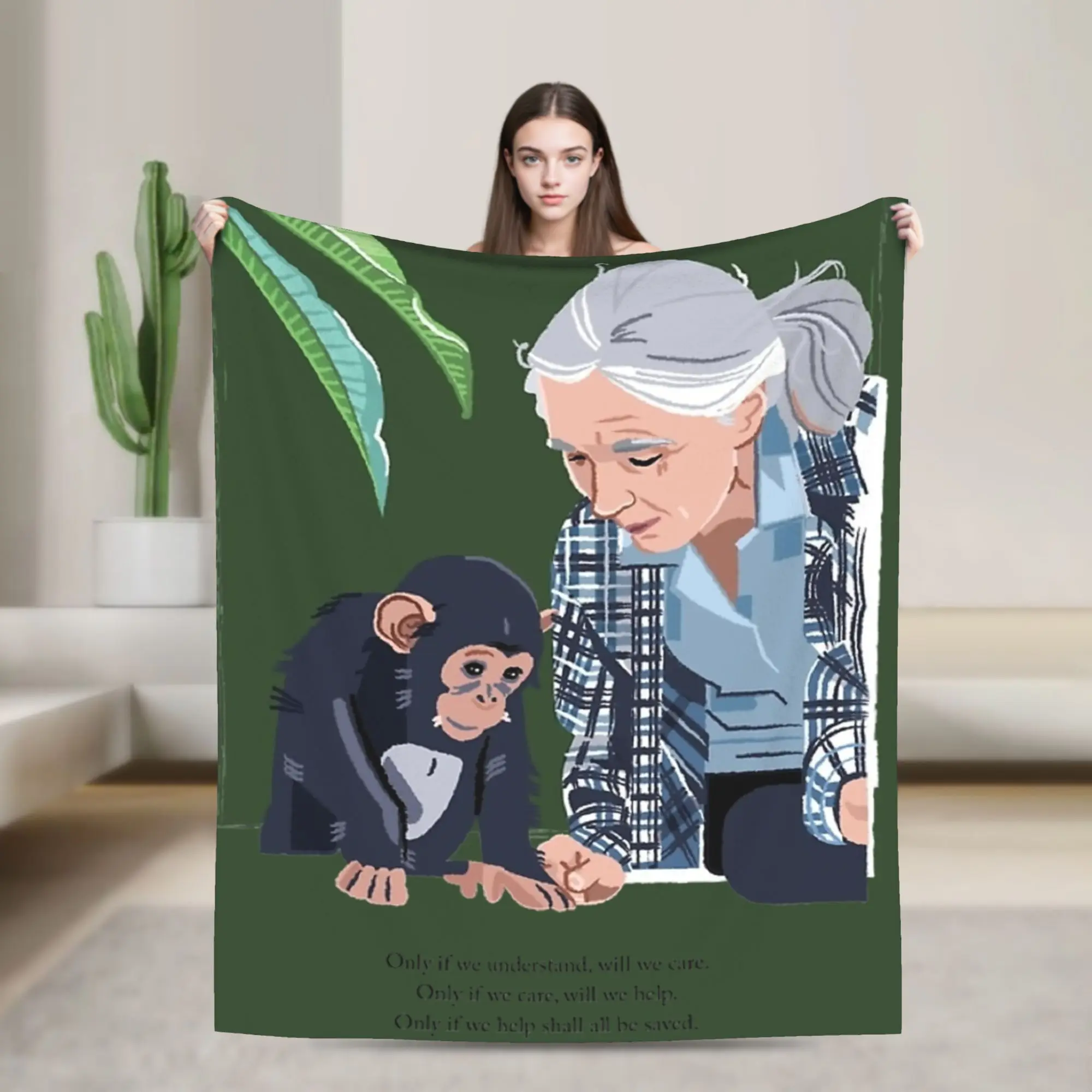 

Janes Goodalls Blankets Flannel Funny Soft Throw Blanket for Bedspread Autumn/Winter,