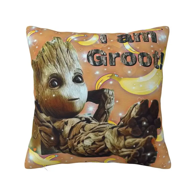 

Custom Kawaii Movie Groots Cartoon Luxury Throw Pillow Covers Decoration Car Cushion