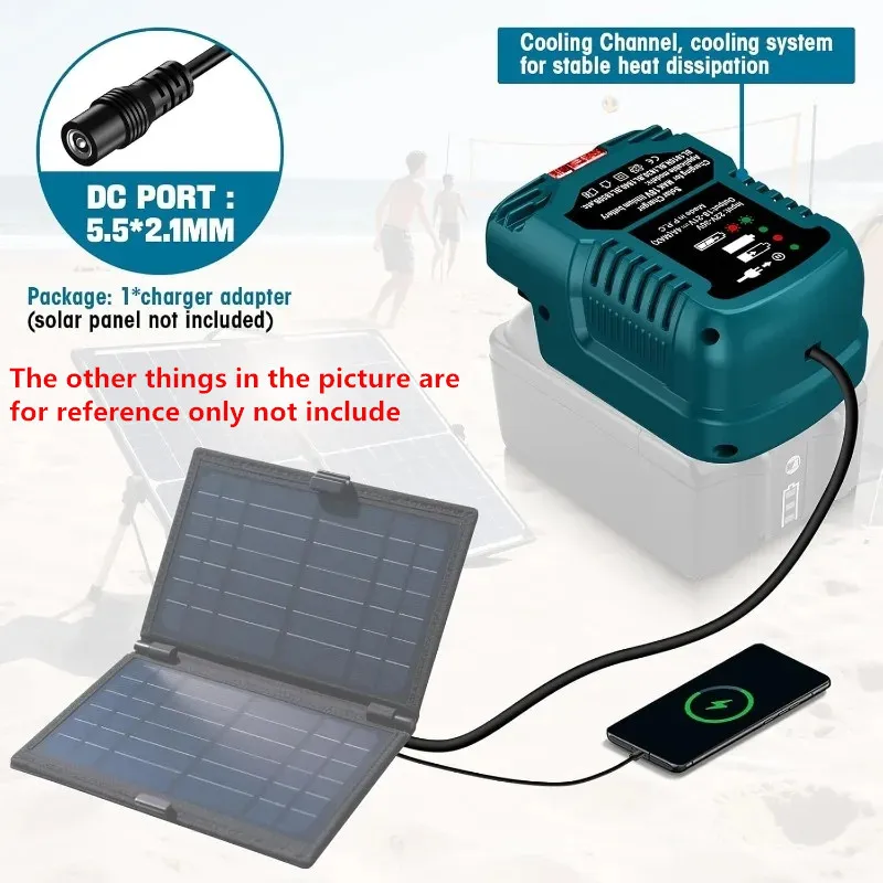 Solar charger Convert Adapter for Makita 18V BL1815 BL1830 BL1840 BL1845 BL1850 BL1860 Li-ion battery solar panels to for Makita