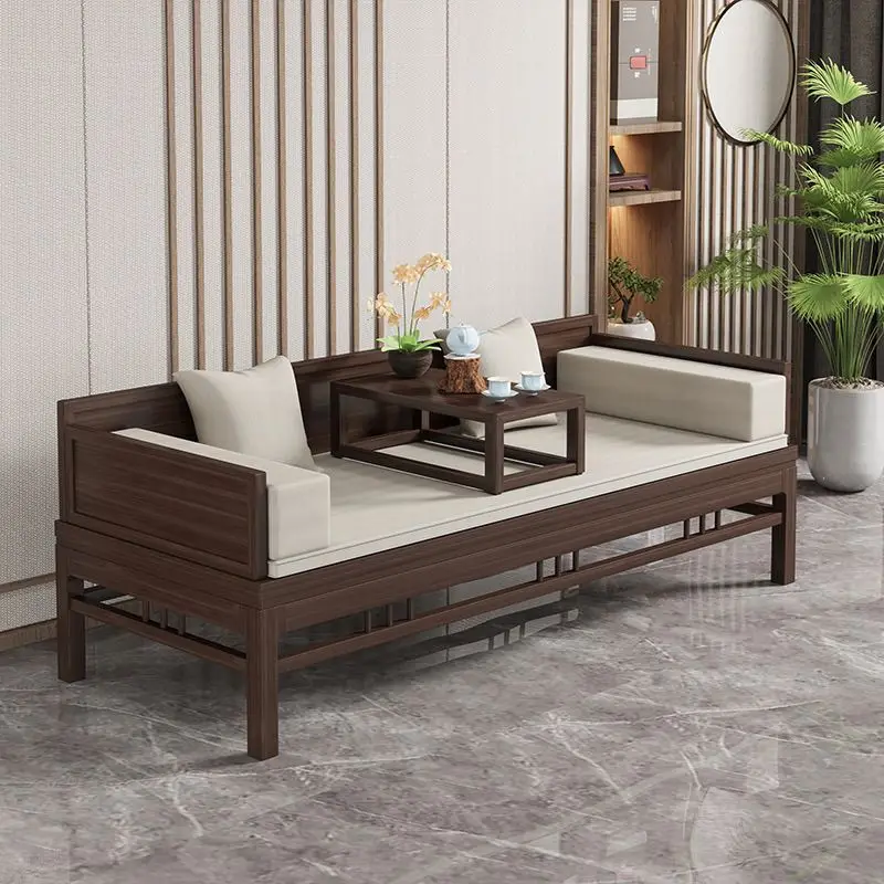 Chinese solid wood Arhat bed sliding sofa living room small apartment Zen furniture modern bed dual-purpose sliding 3