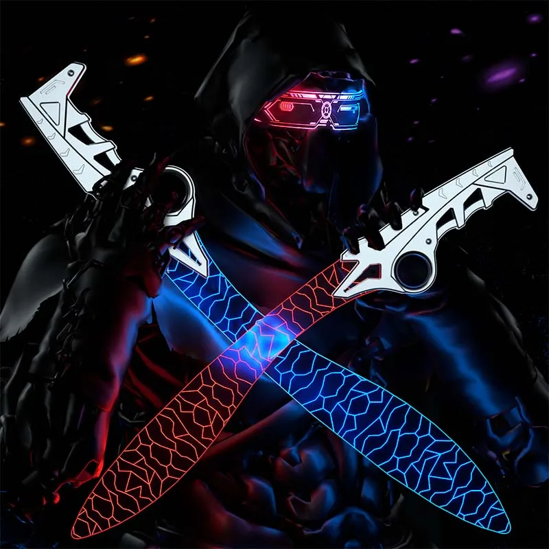

LED Glowing Knife Toys Nepal Rainbow Kukri Luminous Props Acrylic Glasses Fidgets Toys Party Decoration Light Sword Kids Adult