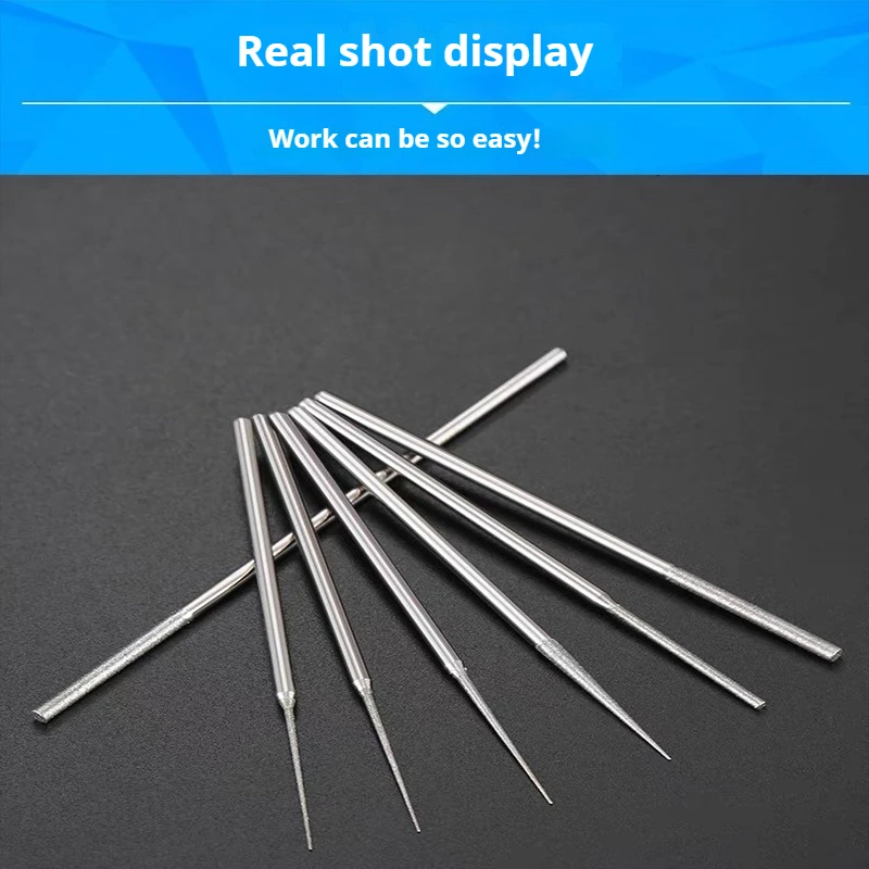 Fine Grit Diamond Grinding Burrs Set 3mm Shank Extended Length 70mm/100mm/120mm for Jade Carving Mold Polishing Hole Enlarging