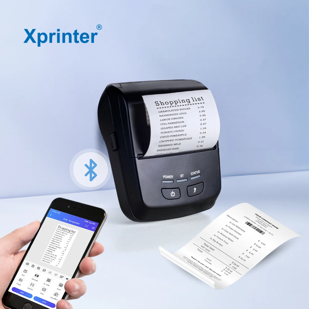 Xprinter XP-P801A 58mm Mini Printer Sticker Handheld Portable Mini Printer Wireless Mini Sticker Printer