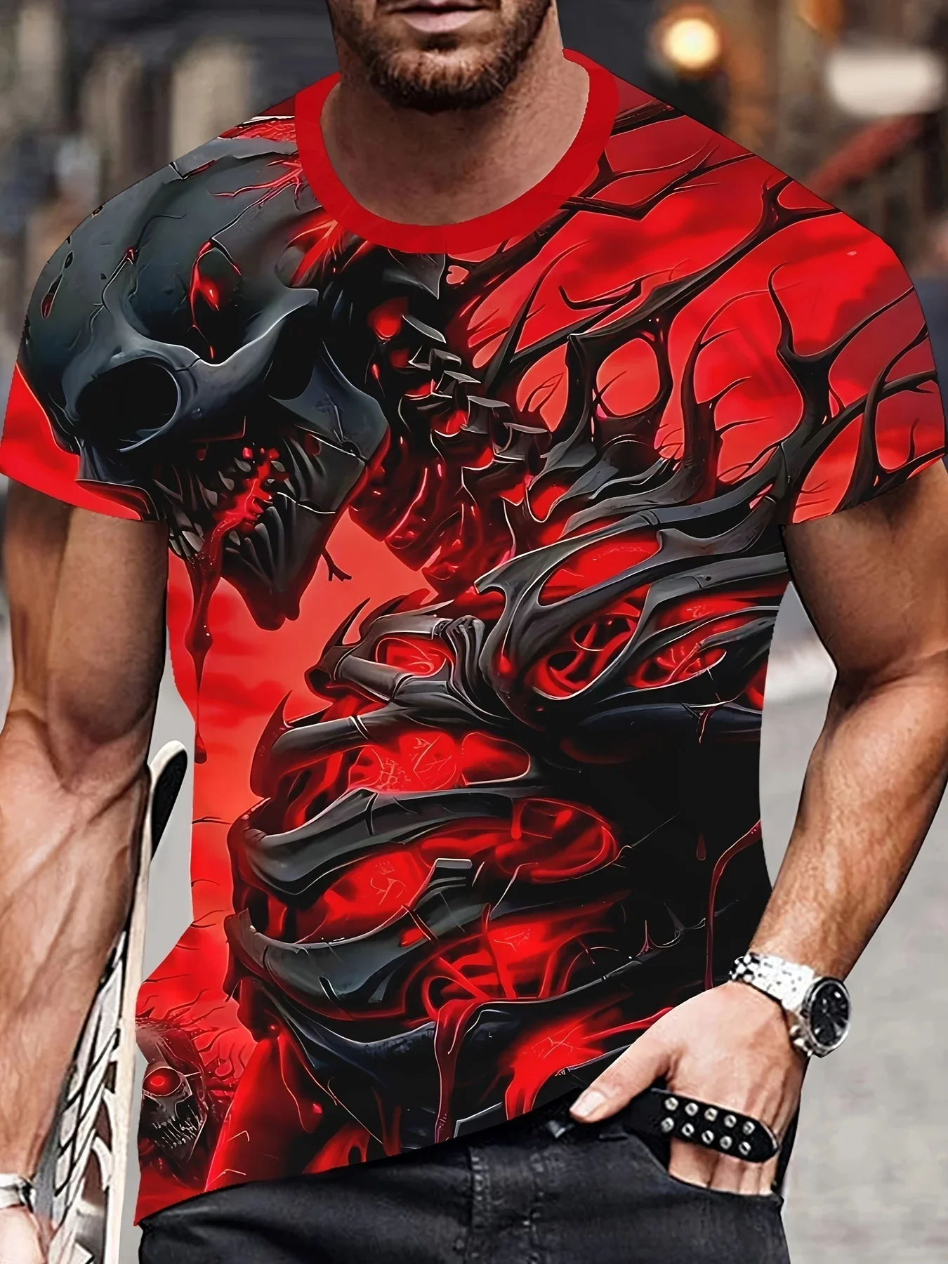 

Retro Clothing 3D Skull Print T-shirts, Men's T-shirts and Short-sleeved Oversized T-shirts, Y2k T-shirts, Men's Clothing Design