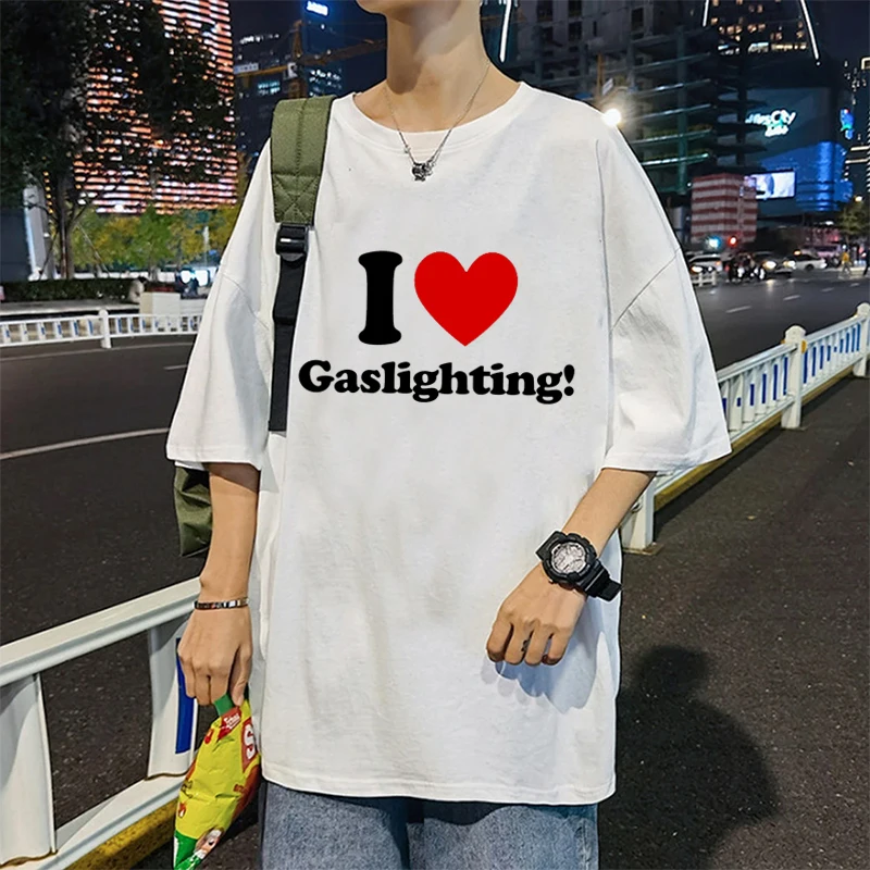 I Love Gaslighting 티셔츠 Y2k 그런지 그래픽 의류, 여름 캐주얼 상의, 크루넥 티셔츠, 오버사이즈 빈티지 고딕 티