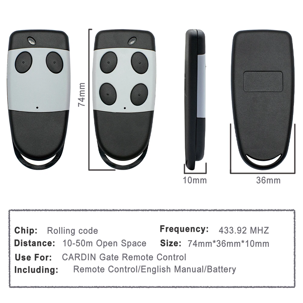 Imagem -04 - para Cardin Qz2 Qz4 S449 Txq 449100 Txq 449200 Txq 449300 Txq 449400 Controle Remoto para Porta de Garagem 43392 Mhz