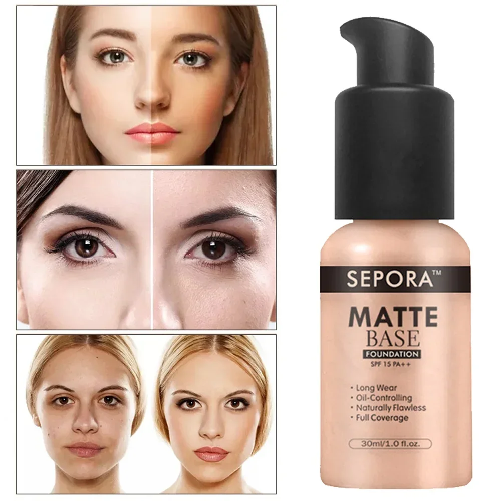 SEPORA-Base Líquida Impermeável, Longa Duração, Matte, Hidratante, Clareador, Corretivo, CC Cream Base, Cosméticos Maquiagem, 30ml