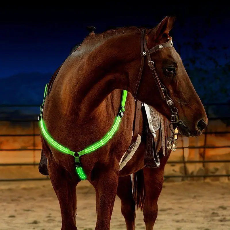 Arnés de barra de luz LED intermitente para deportes al aire libre, cinta de decoración de nailon con carga USB, equipo de caballos