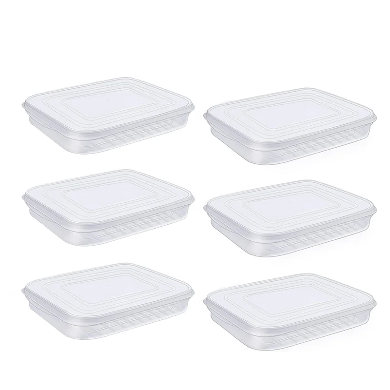

A67M-6 Pieces Bacon Keeper,Meat Saver Container With Lids,Airtight Cold Cuts Cheese Container Refrigerator Storage Box