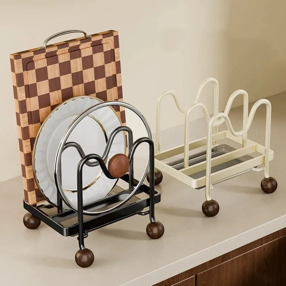 Vintage-Style Cutting Board Storage Rack Multi-Layer Breathable Chopping Board Organizer Space Saving Vertical