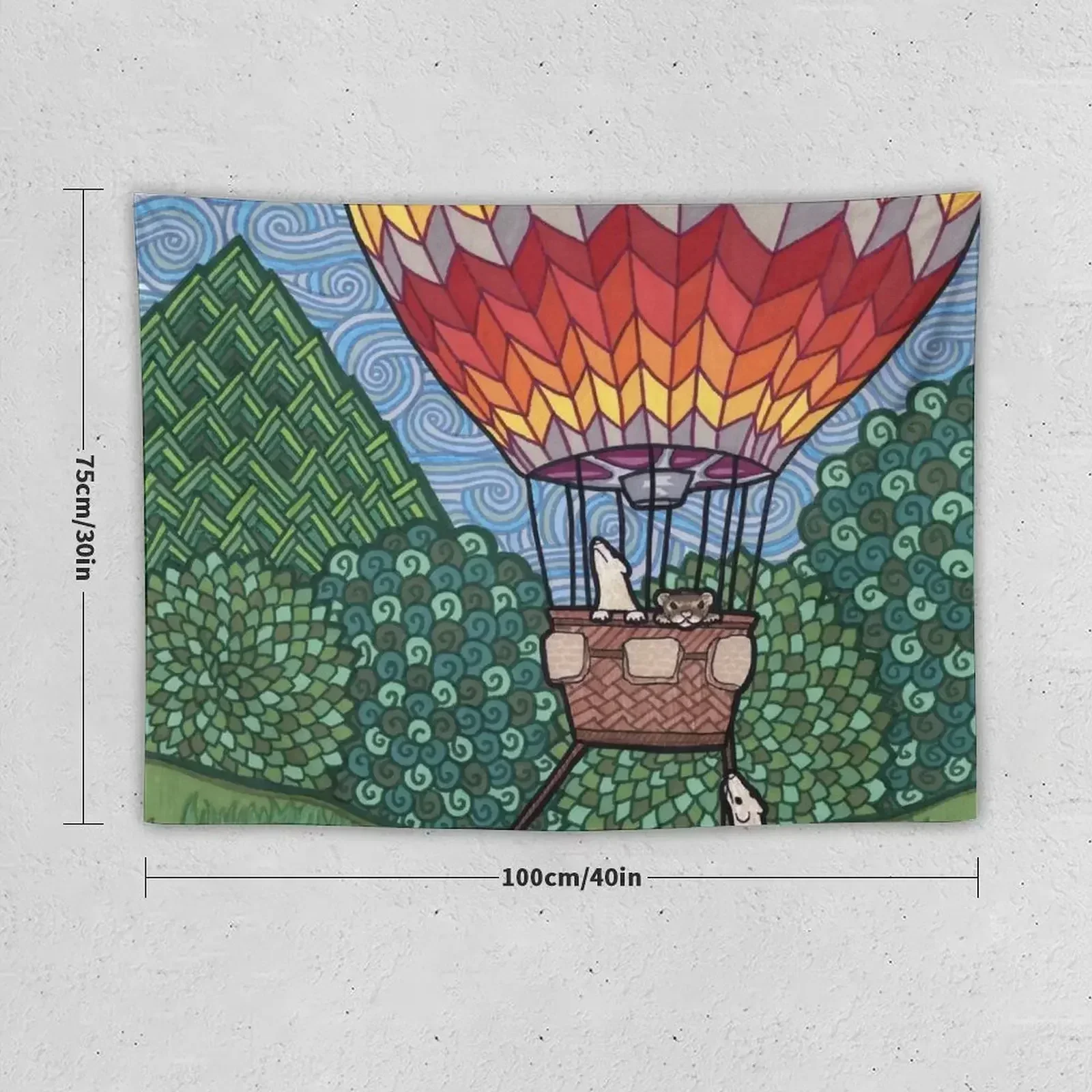 Ferret Hot Air Balloon Ride Tapestry Outdoor Decor Tapete For The Wall Tapestry