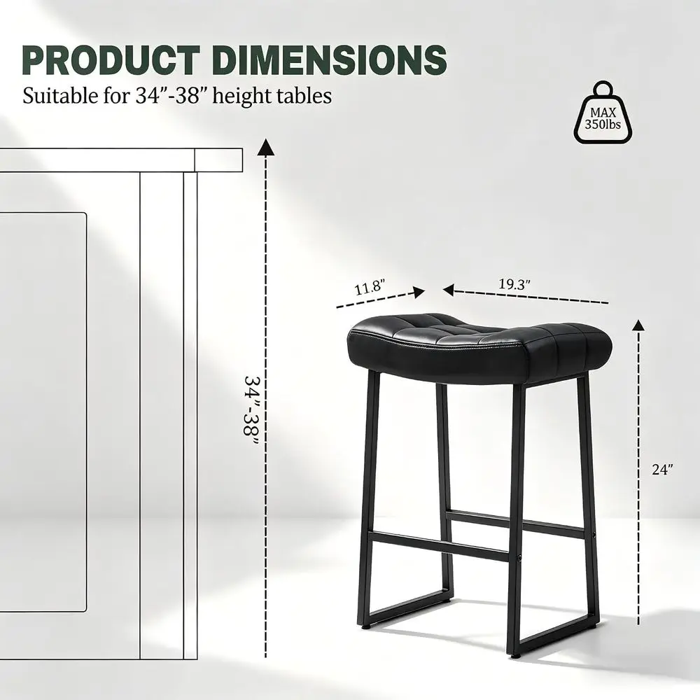 Black Bar Stools Set o 6 or Kitchen Island Counter Height Stools ern BacklBarstools with Upholstered aux Leather Seat and Metal