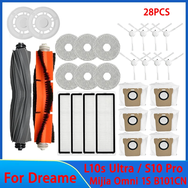 For Dreame L10s Ultra / S10 Pro Accessories Mijia Omni 1S B101CN Robot X10+ Robot Vacuum Main Side Brush Filter Mop parts