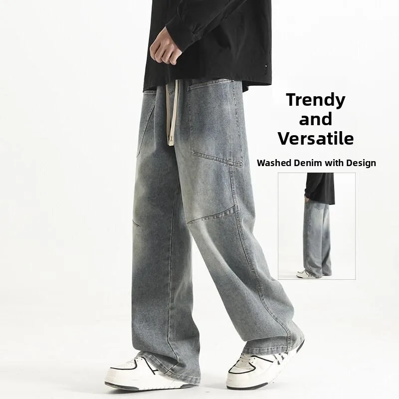 

Мужские джинсы American Sle с высокой талией, прямые, свободные, повседневные, универсальные, широкие, весна-осень, новинка