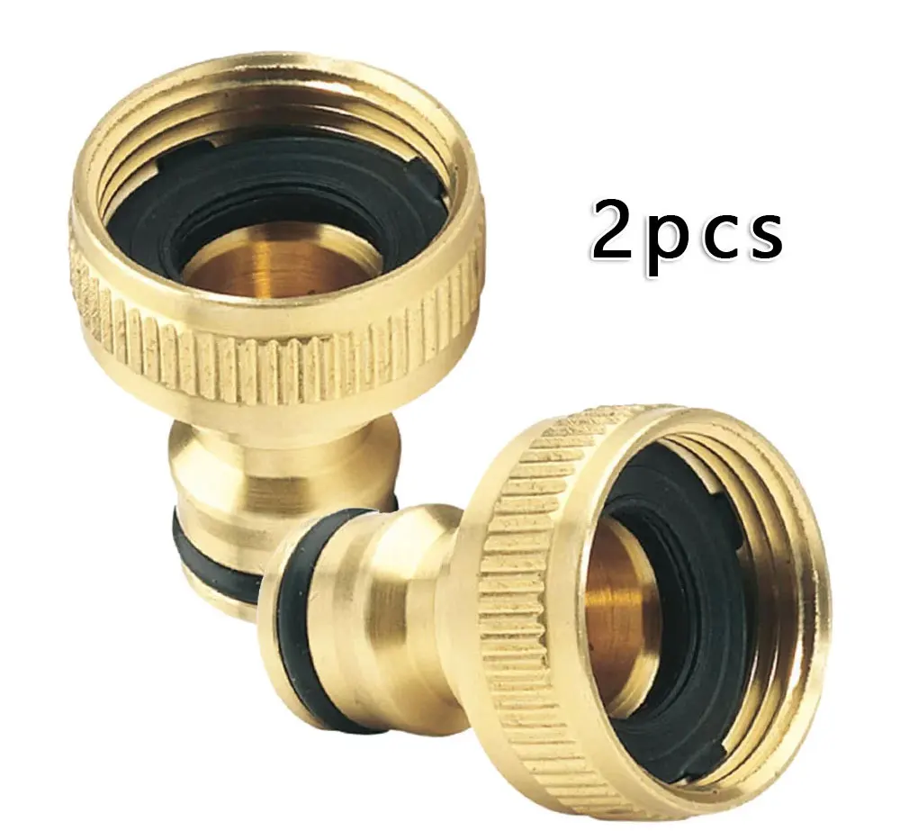 2 Stück 3/4'' Messing-Gartenwasserhahn-Adapter, Wasserrohr-Armaturen, Schnellkupplung mit Innengewinde, Gewindeanschlüsse für Wasserhähne – Detail 5
