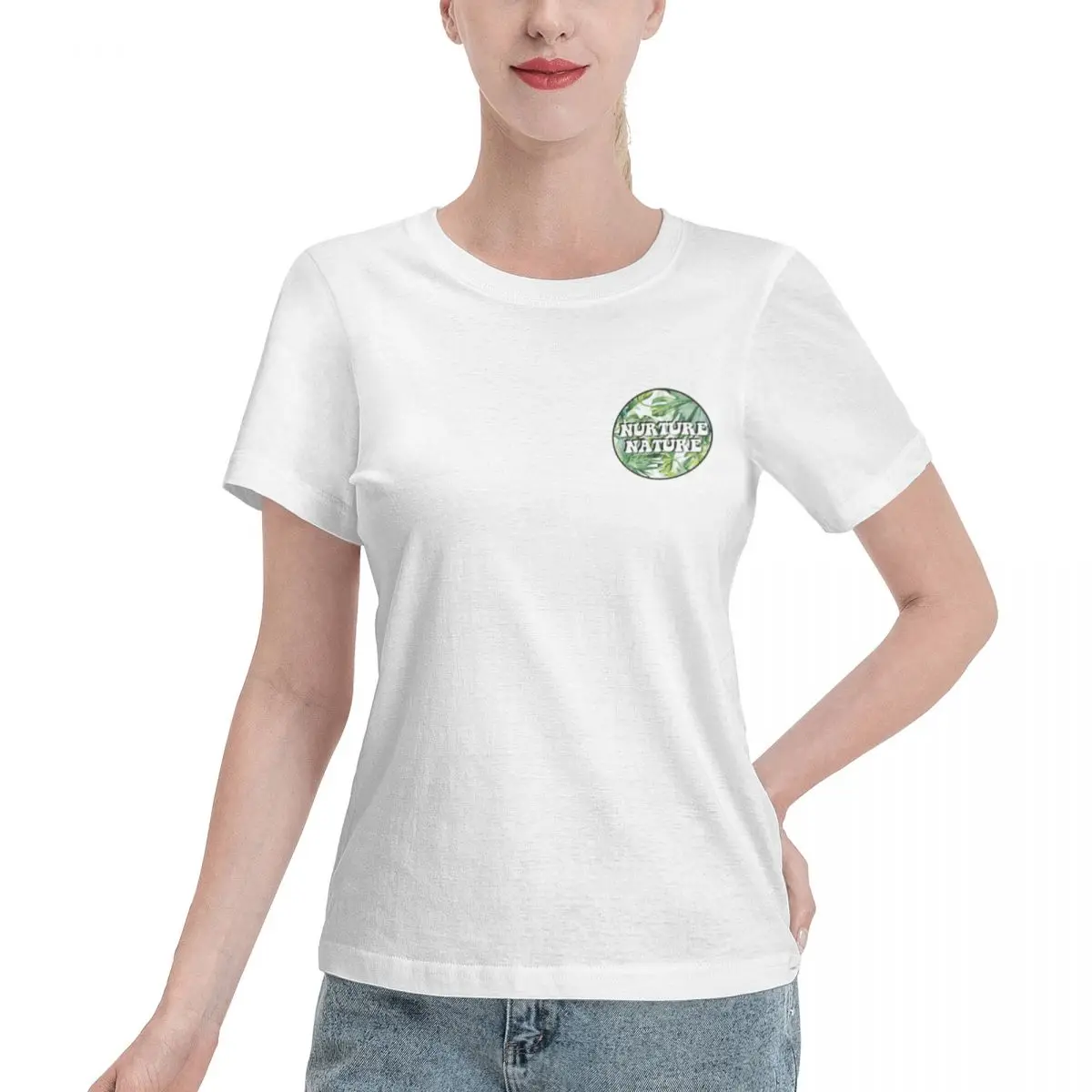 T-shirt pour femme en tissu premium, motif Nature - Nurture Nature, T-shirt vierge moderne