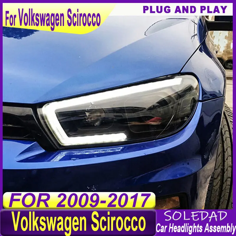 For Volkswagen Scirocco 2009-2017 LED Car Lamps Daytime Running Lights Dynamic Turn Signals Car Accessories Car Headlights