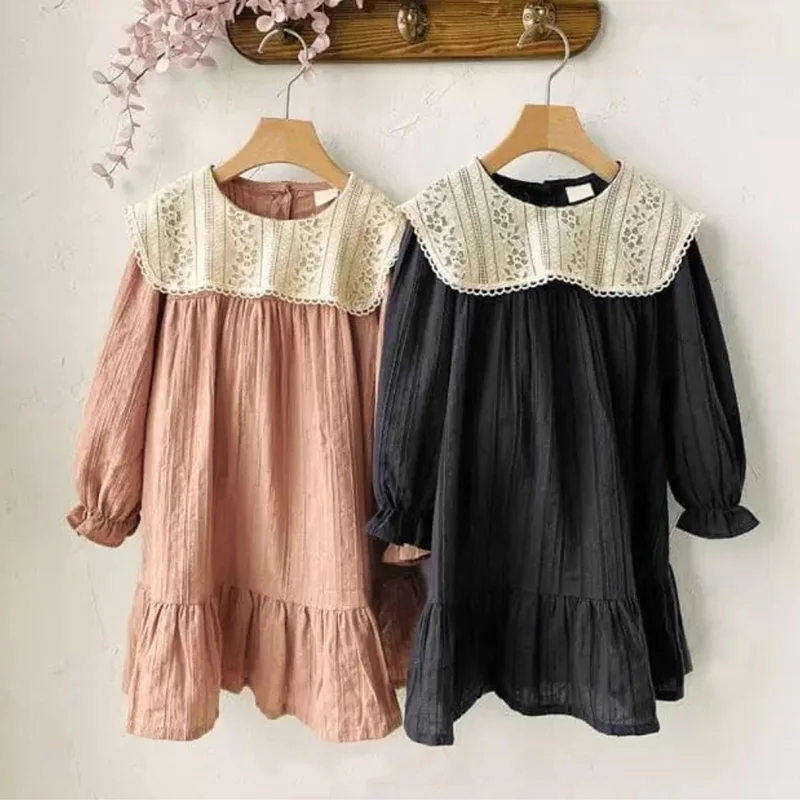 2024 New Spring Sister Clothes 0-3Yrs Kids Princess Dresses Toddler Baby Bodysuits Long Sleeved Cotton Baby Girls Party Dress