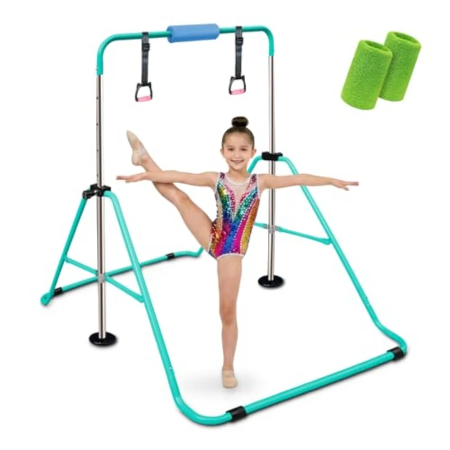 

Home gymnastics training bar: aluminum, black, adjustable height and foldable for space-saving kip and horizontal bar exercises