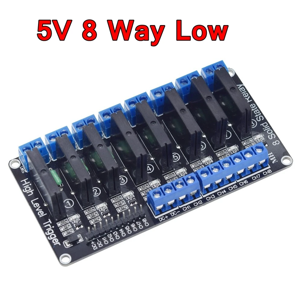 Relé 5V 1 2 4 8 canais para OMRON SSR Módulo de relé de estado sólido de alto e baixo nível 250V 2A para Arduino