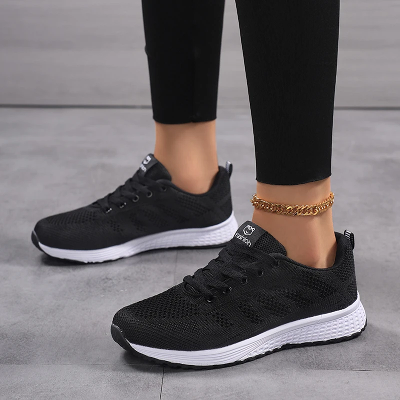 

Women Casual Shoes Fashion Breathable Walking Mesh Flat Shoes Sneakers Women 2021 Gym Vulcanized Shoes White Female Footwear